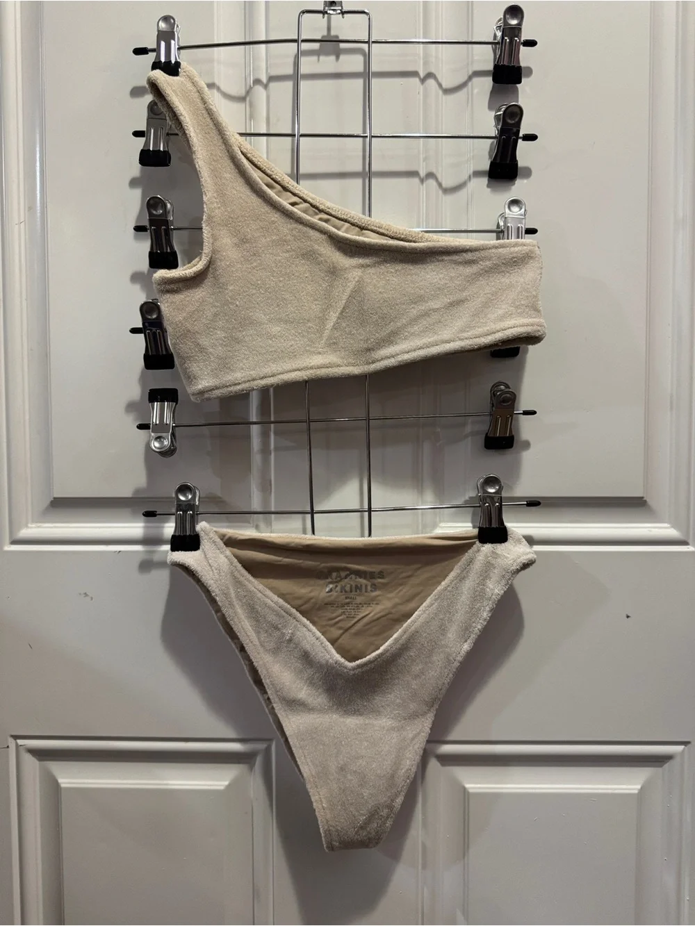 Revolve Frankie's Bikinis Barb Terry Bikini Top Bottom 2 Piece Set Sand $180.00